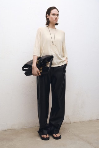 Pull-over manches courtes oversize - Ecru