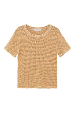 Pull maille épaisse manches courtes - Marron