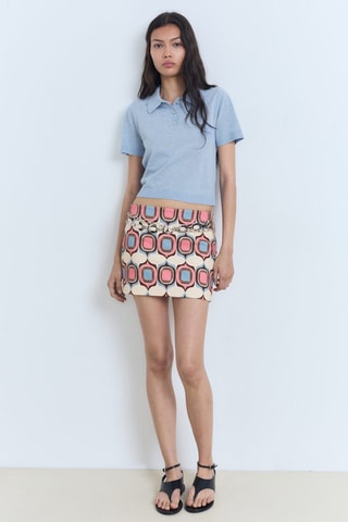 Pull-over maille col polo - Bleu