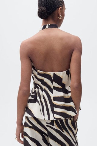 Gilet emmanchures américaines lin zèbre - Beige