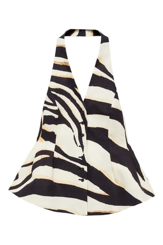 Gilet emmanchures américaines lin zèbre - Beige