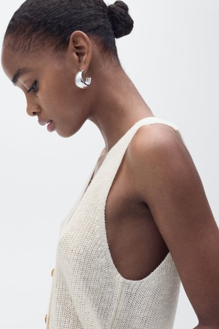 Gilet maille épaisse boutons - Ecru