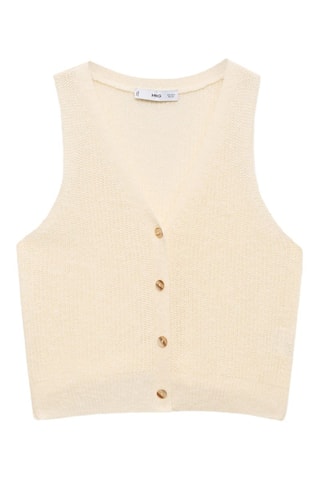 Gilet maille épaisse boutons - Ecru