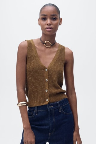 Gilet maille épaisse boutons - Marron