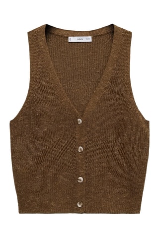 Gilet maille épaisse boutons - Marron