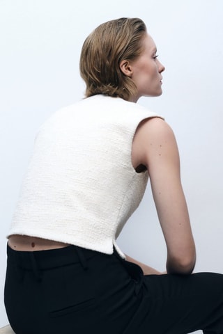 Gilet tweed boutons - Ecru