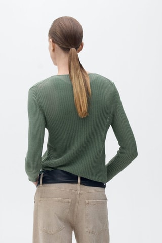 Cardigan maille côtelée noeuds - Vert