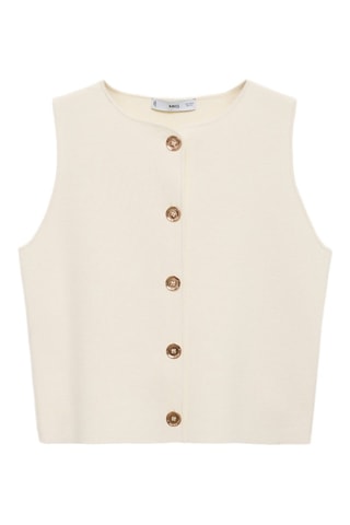 Gilet maille fine boutons - Ecru