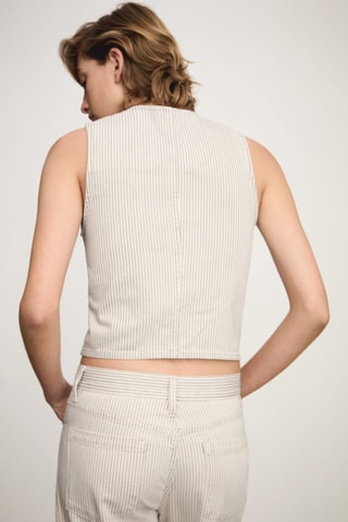 Gilet rayures fermeture Éclair - Beige