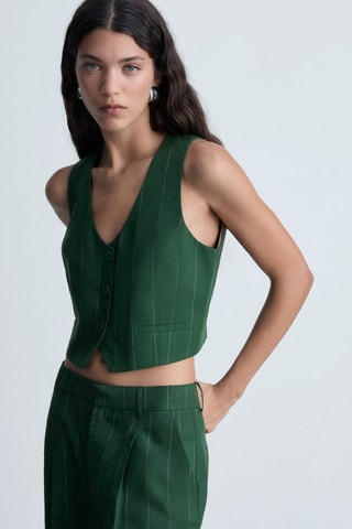 Gilet de costume à fines rayures - Vert