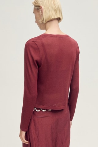 Cardigan droit maille fine - Bordeaux