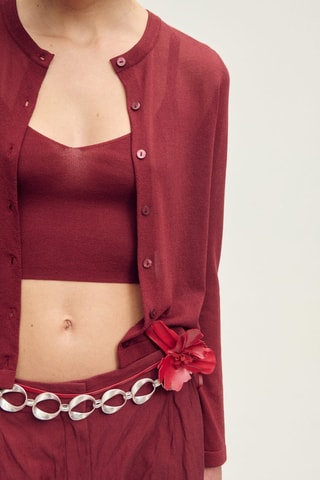 Cardigan droit maille fine - Bordeaux