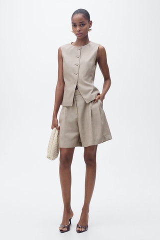 Gilet de costume lyocell à rayures - Marron