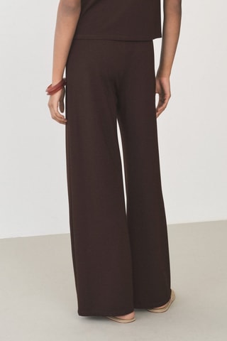 Pantalon wideleg taille élastique - Chocolat