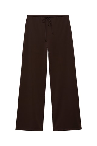 Pantalon wideleg taille élastique - Chocolat