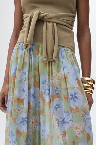 Pantalon ballon imprimé à fleurs - Vert menthe