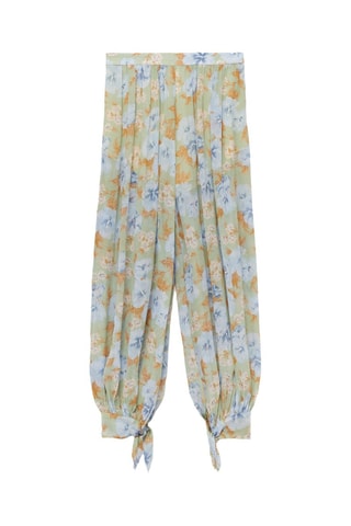 Pantalon ballon imprimé à fleurs - Vert menthe