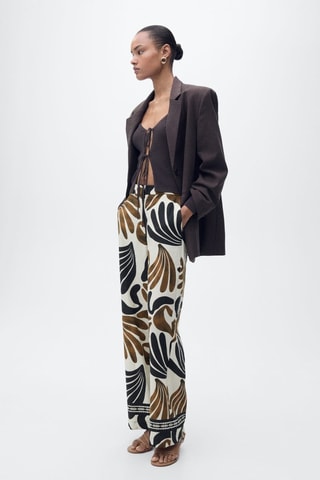 Pantalon wideleg imprimé abstrait - Ecru