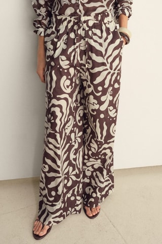 Pantalon imprimé coton - Marron