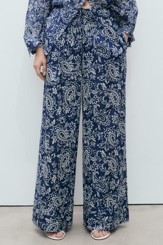 Pantalon imprimé coton - Bleu