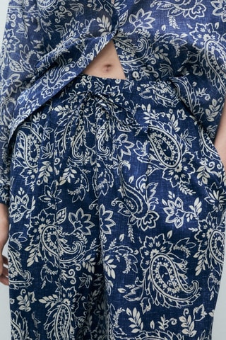 Pantalon imprimé coton - Bleu