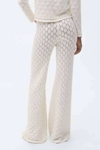 Pantalon droit maille côtelée - Ecru