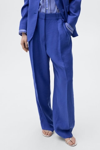 Pantalon costume wideleg à pinces - Bleu