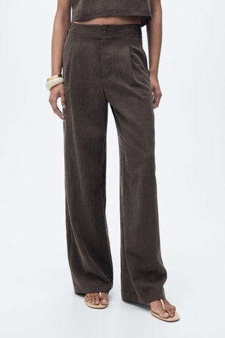 Pantalon Lyocell droit à pinces - Marron