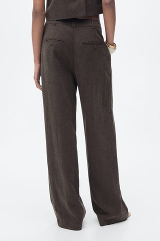 Pantalon Lyocell droit à pinces - Marron