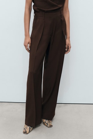 Pantalon wideleg pinces - Chocolat