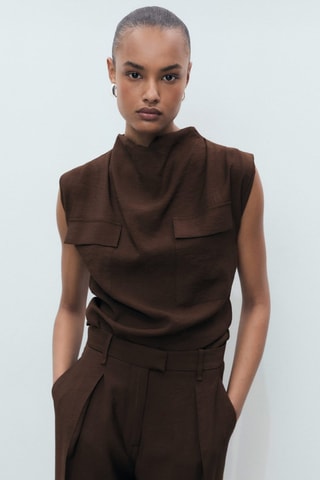 Pantalon wideleg pinces - Chocolat