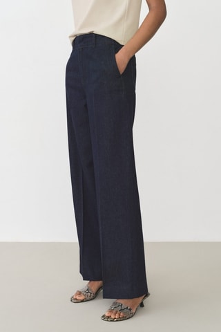 Pantalon denim wideleg - Bleu