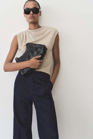 Pantalon denim wideleg - Bleu