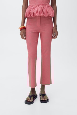 Pantalon à carreaux vichy court - Rouge