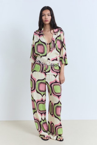 Pantalon imprimé géométrique - Ecru