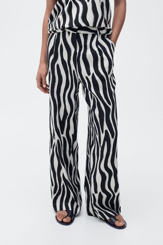 Pantalon droit imprimé zèbre - Noir
