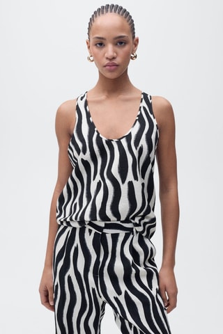 Pantalon droit imprimé zèbre - Noir