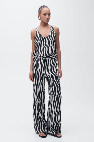 Pantalon droit imprimé zèbre - Noir