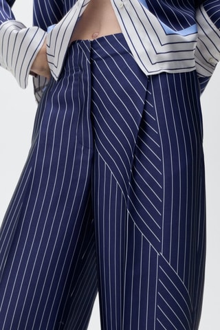 Pantalon droit rayures combinées - Bleu