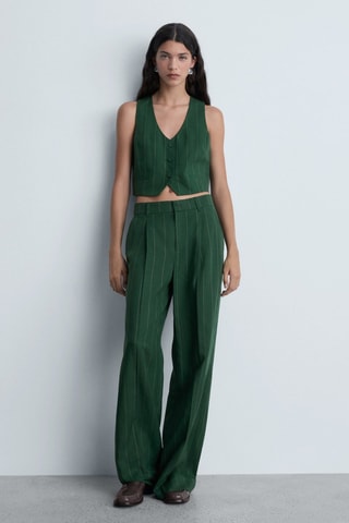 Pantalon Lyocell rayures - Vert