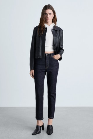 Jean Claudia slim crop rinse wash - Bleu