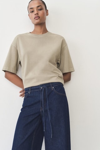 Jean wideleg taille basse ceinture - Bleu