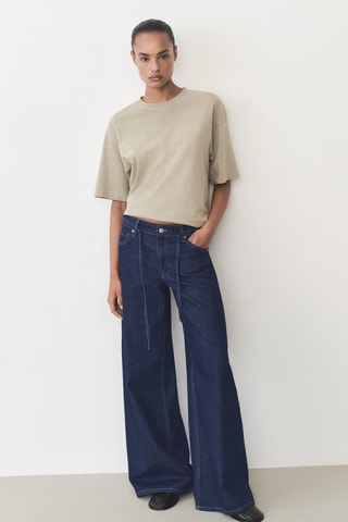 Jean wideleg taille basse ceinture - Bleu