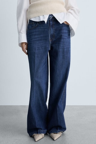 Jean wideleg ceinture - Bleu marine