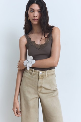 Jean wideleg taille haute full length - Kaki