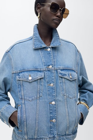 Veste en jean oversize poches - Bleu