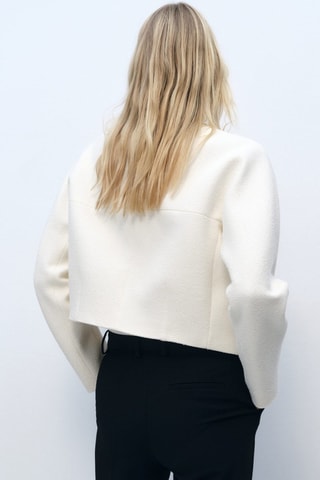 Veste en coton avec bordure perforée - Blanc