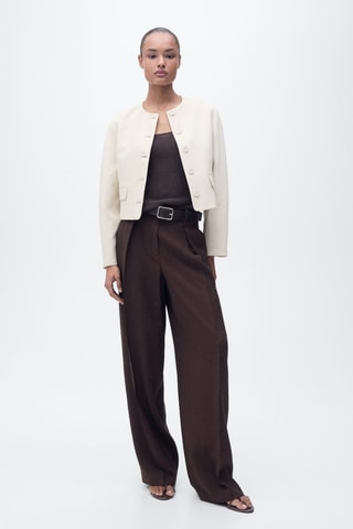 Veste en lin mélangé avec boutons - Gris clair