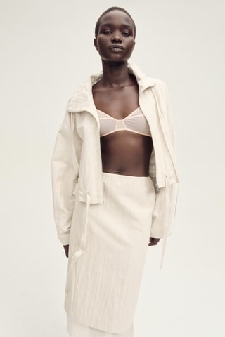 Veste courte en lin mélangé - Gris clair