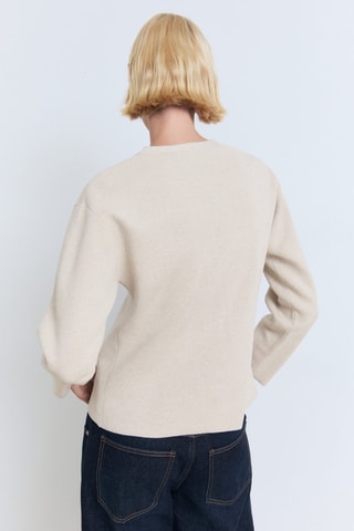 Veste maille fine boutons bijoux - Beige